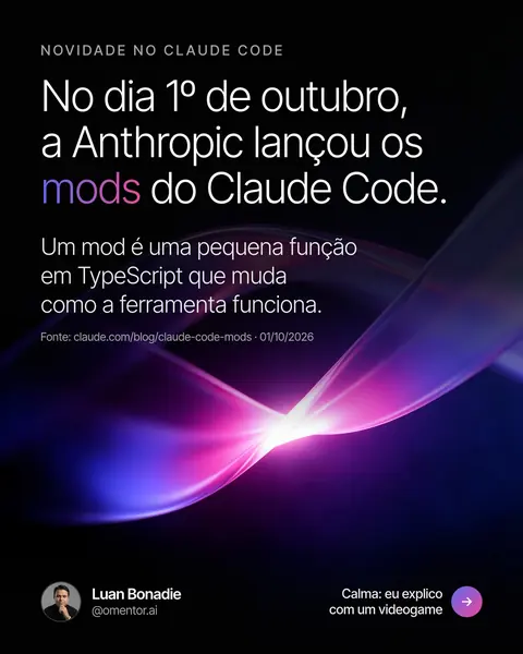 Slide 1 do carrossel Mods do Claude Code