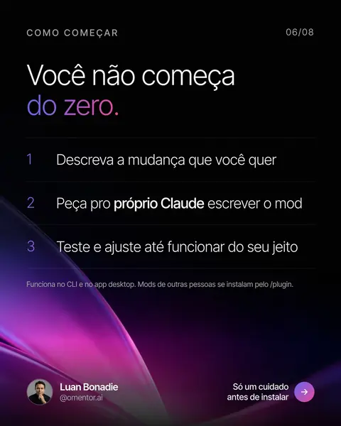 Slide 6 do carrossel Mods do Claude Code
