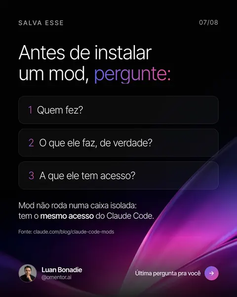 Slide 7 do carrossel Mods do Claude Code