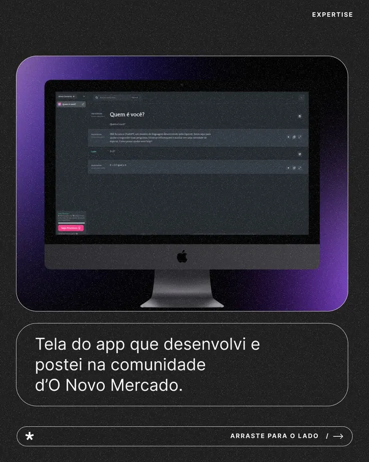 Tela do app com várias IAs que o Luan postou na comunidade d'O Novo Mercado
