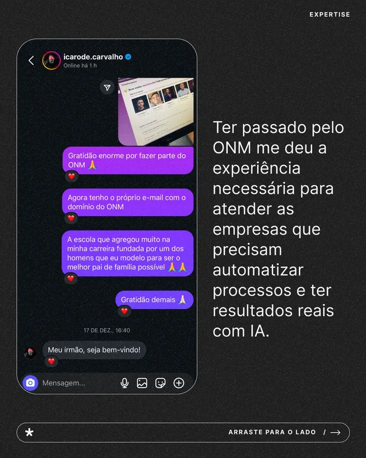 Mensagem do Ícaro de Carvalho dando boas-vindas ao Luan