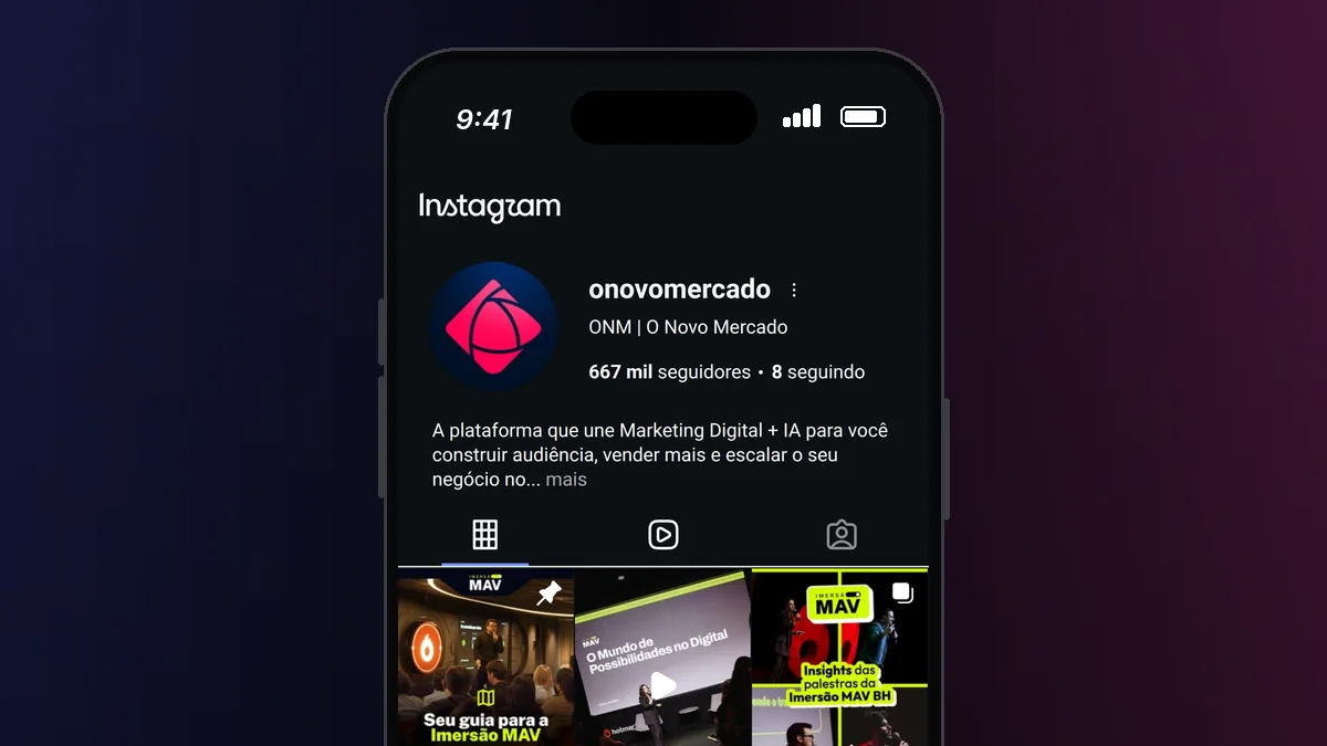 Perfil d'O Novo Mercado no Instagram, com 667 mil seguidores
